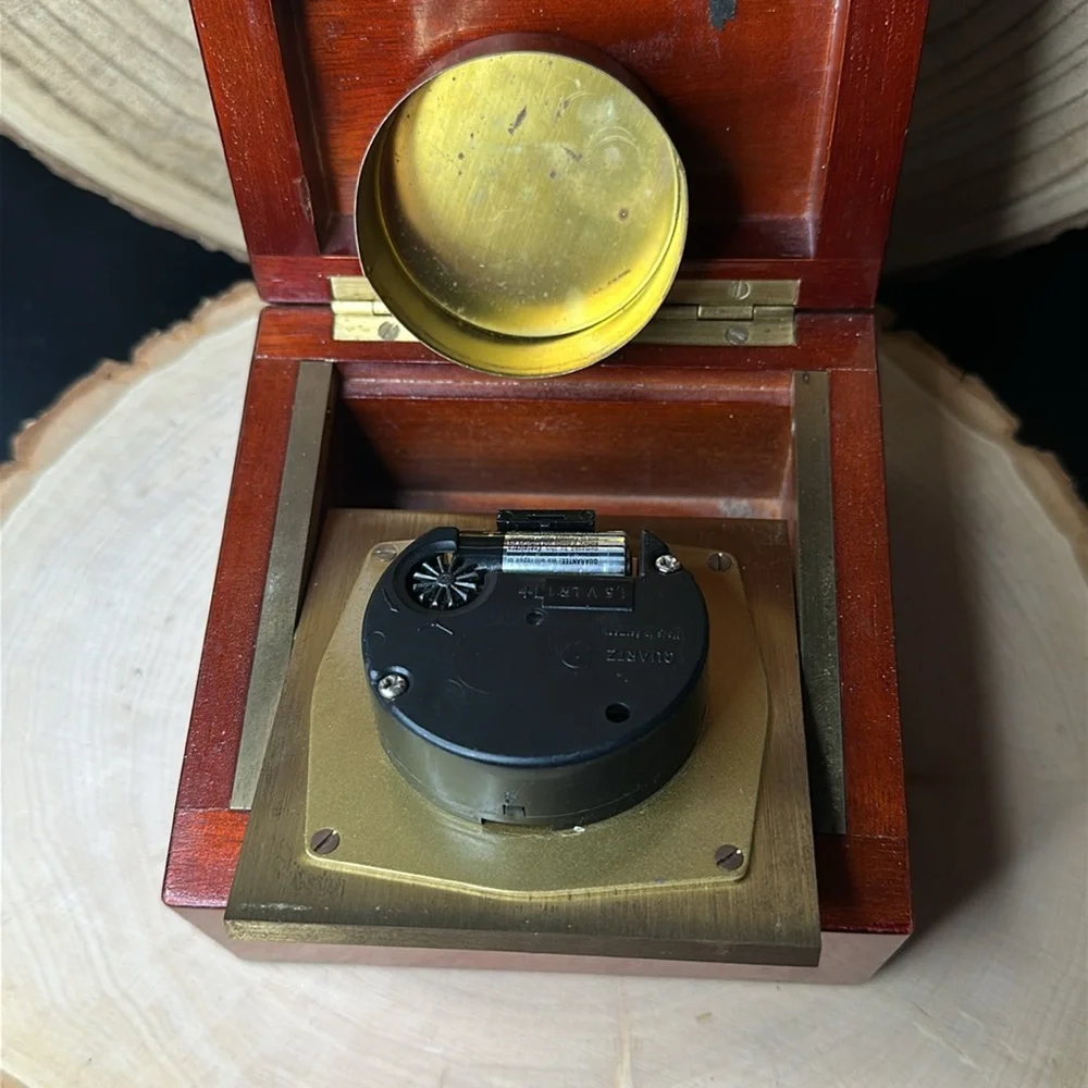 Tiffany & Co Wooden Desk Clock with Gold Accents - AS IS - Working Battery - Picture 4 of 13